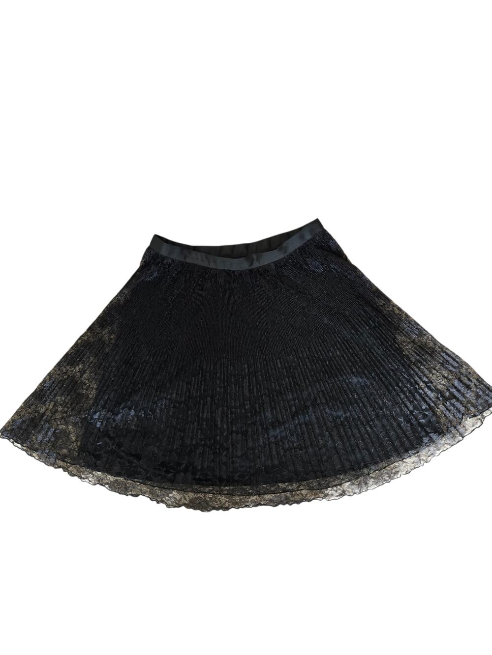 Black Lace Goth Skirt Y2K Style Witchy Fairy Grunge Knee Length Pleated Women 8